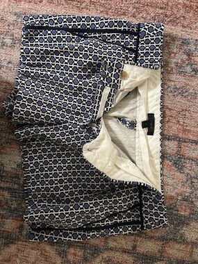 J. Crew Factory Navy and White Patterned Bike Shorts